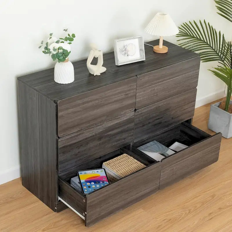 Buffet de rangement à 6 tiroirs avec glissières lisses pour salon ou salle à manger