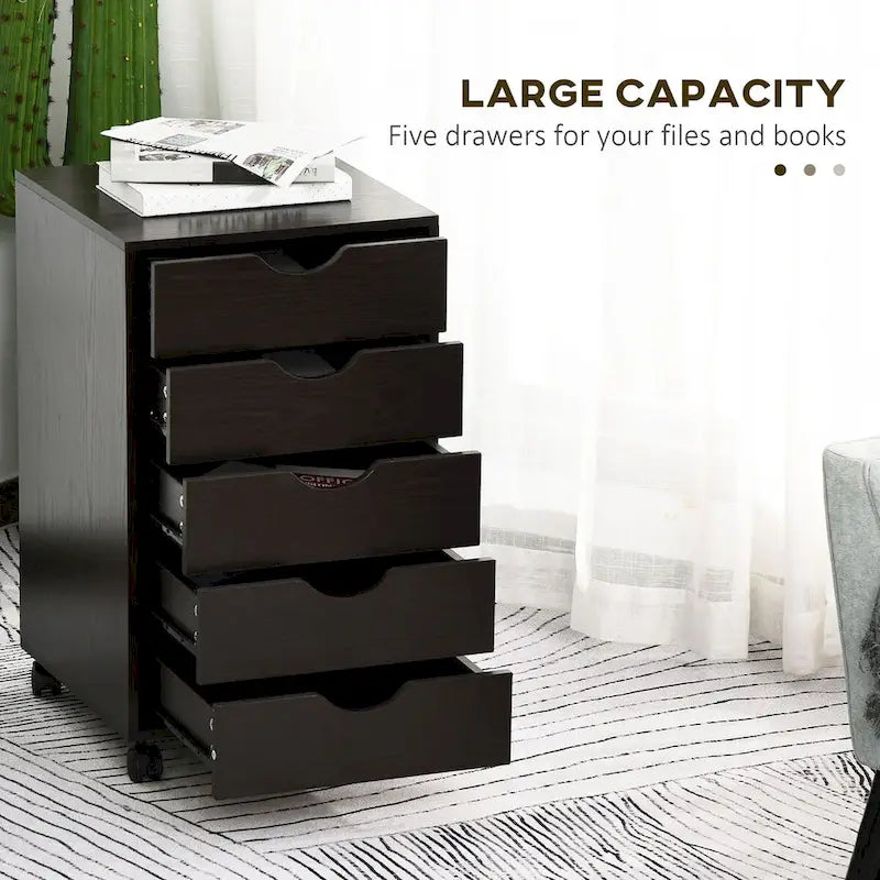 Meuble de rangement à 5 tiroirs de style nordique minimaliste et moderne avec roulettes