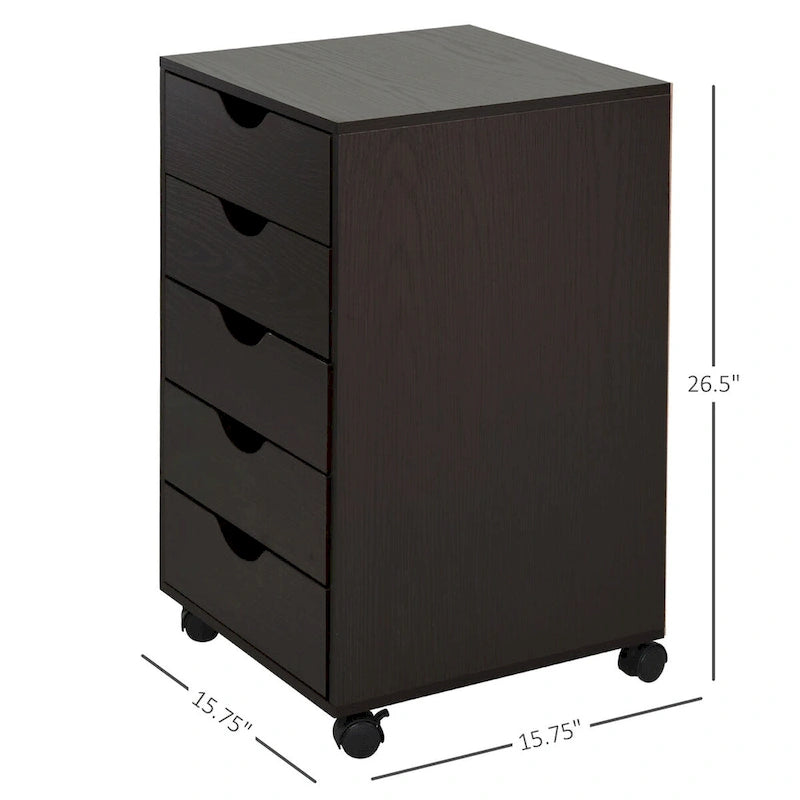 Meuble de rangement à 5 tiroirs de style nordique minimaliste et moderne avec roulettes