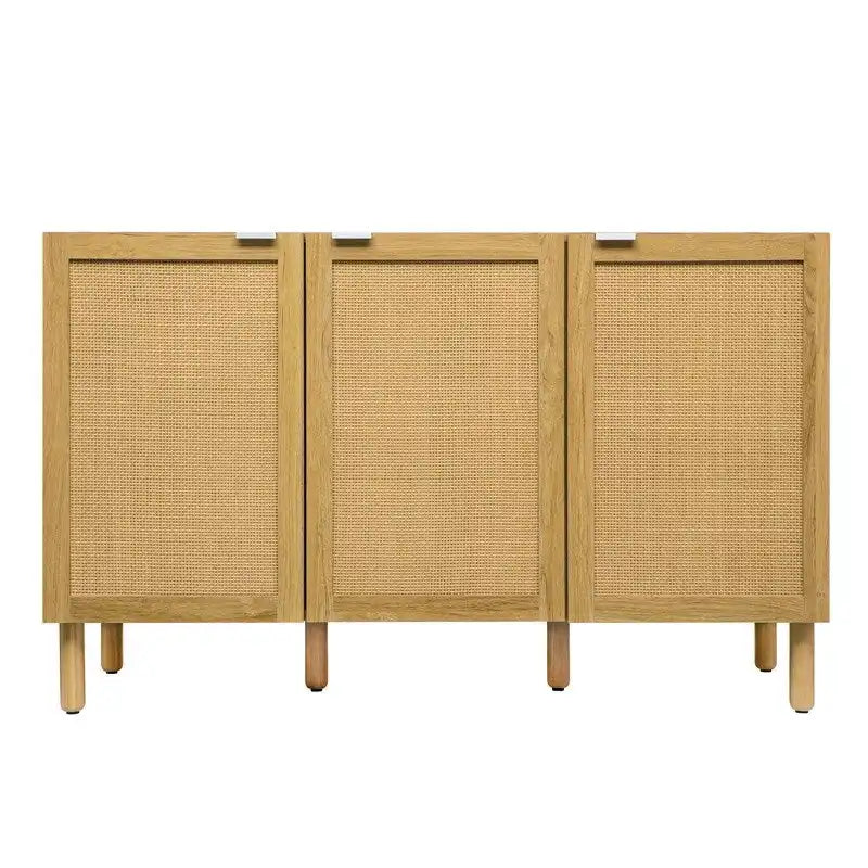 Armoire de rangement en bois à 3 portes, finition marron