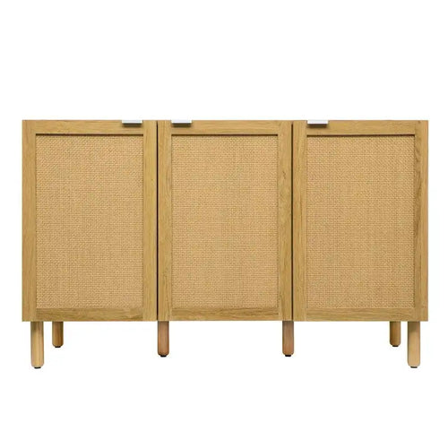 Armoire de rangement en bois à 3 portes, finition marron