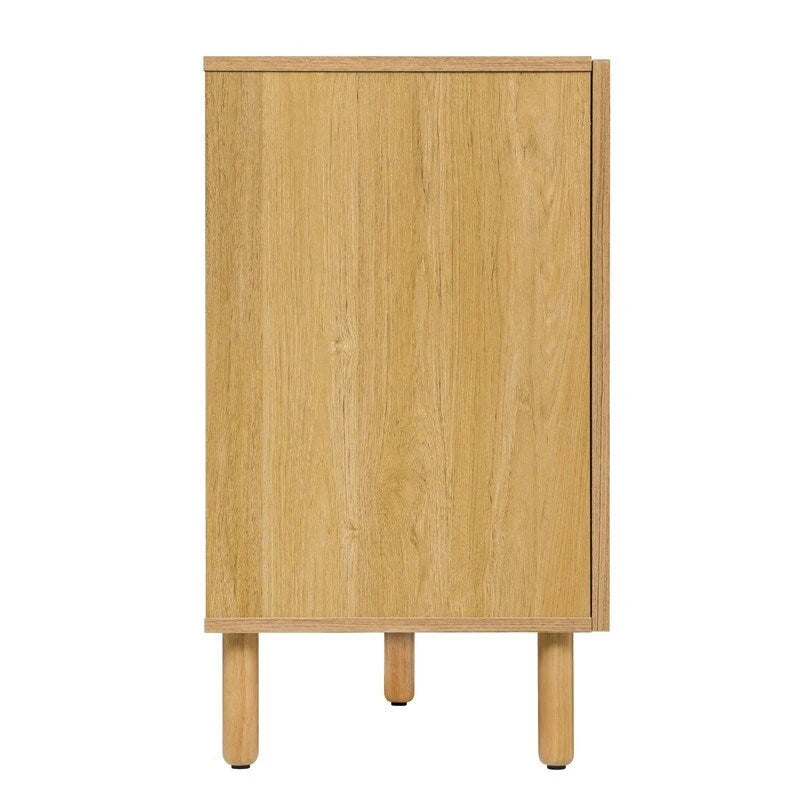 Armoire de rangement en bois à 3 portes, finition marron