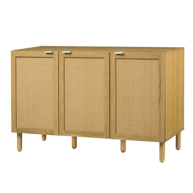 Armoire de rangement en bois à 3 portes, finition marron