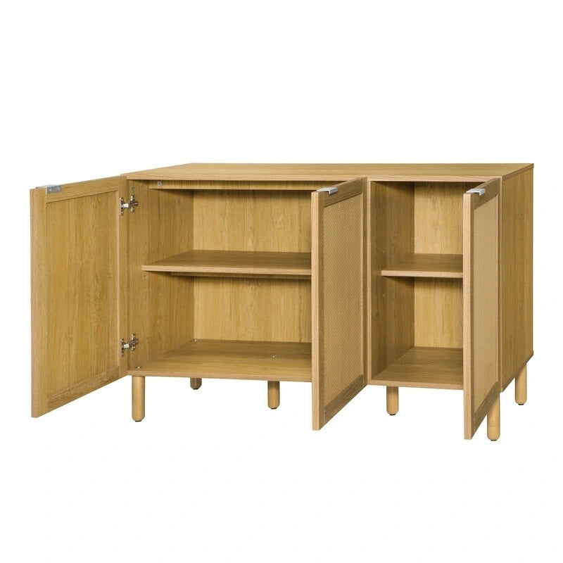Armoire de rangement en bois à 3 portes, finition marron