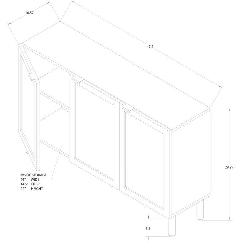 Armoire de rangement en bois à 3 portes, finition marron