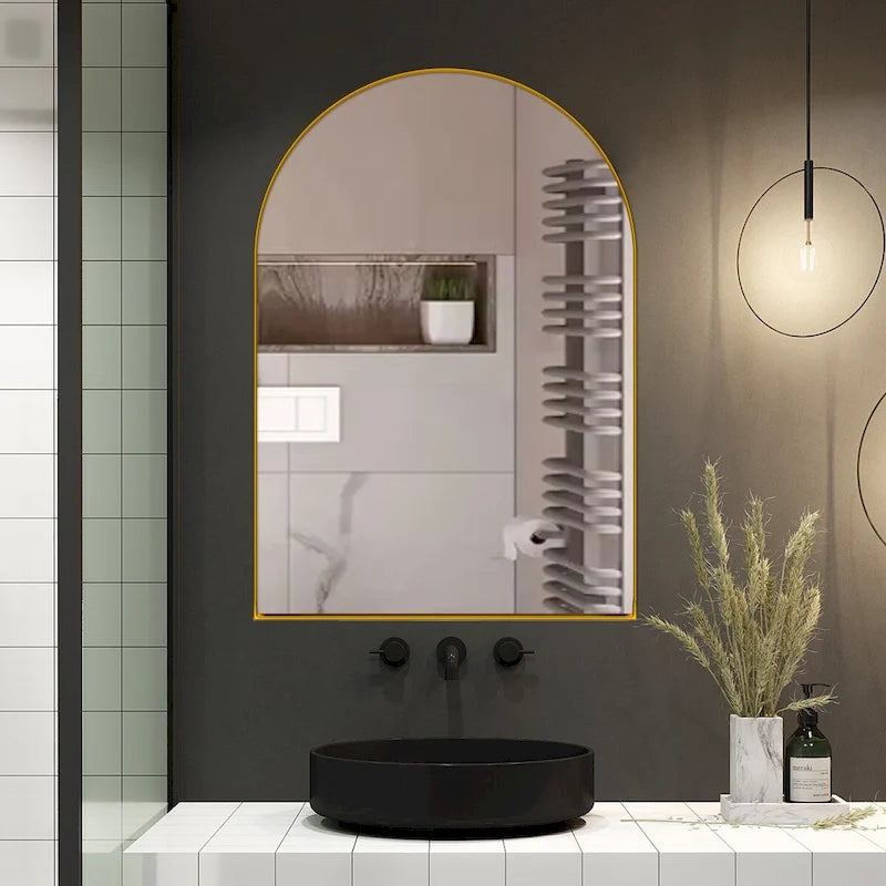 Meuble mural de salle de bain à cadre métallique avec miroir et étagères réglables