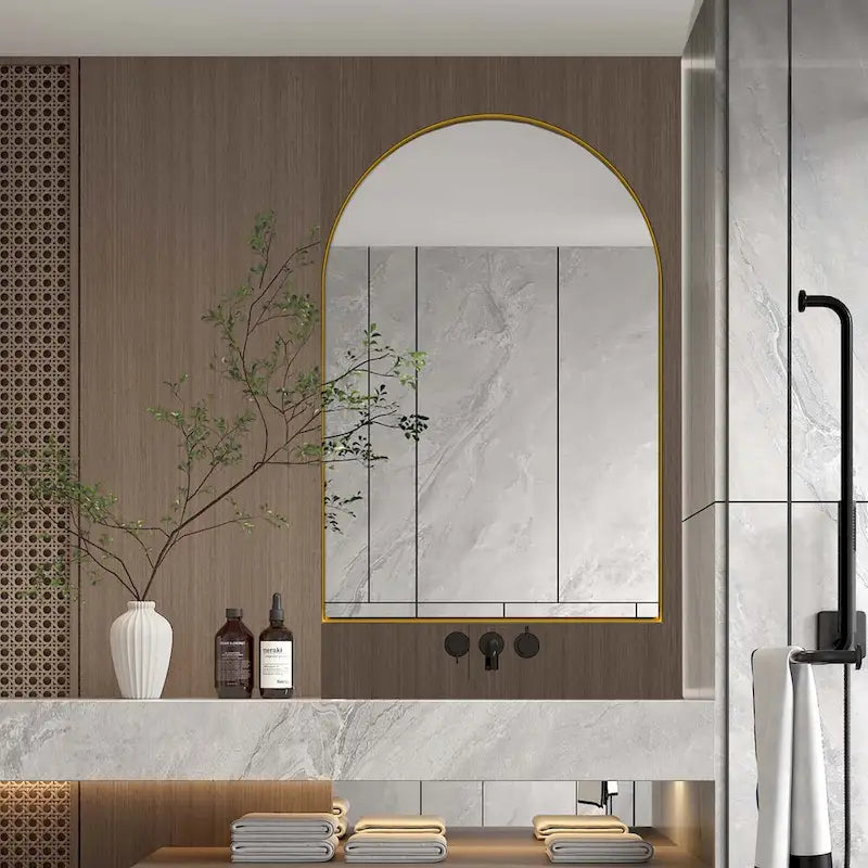 Meuble mural de salle de bain à cadre métallique avec miroir et étagères réglables