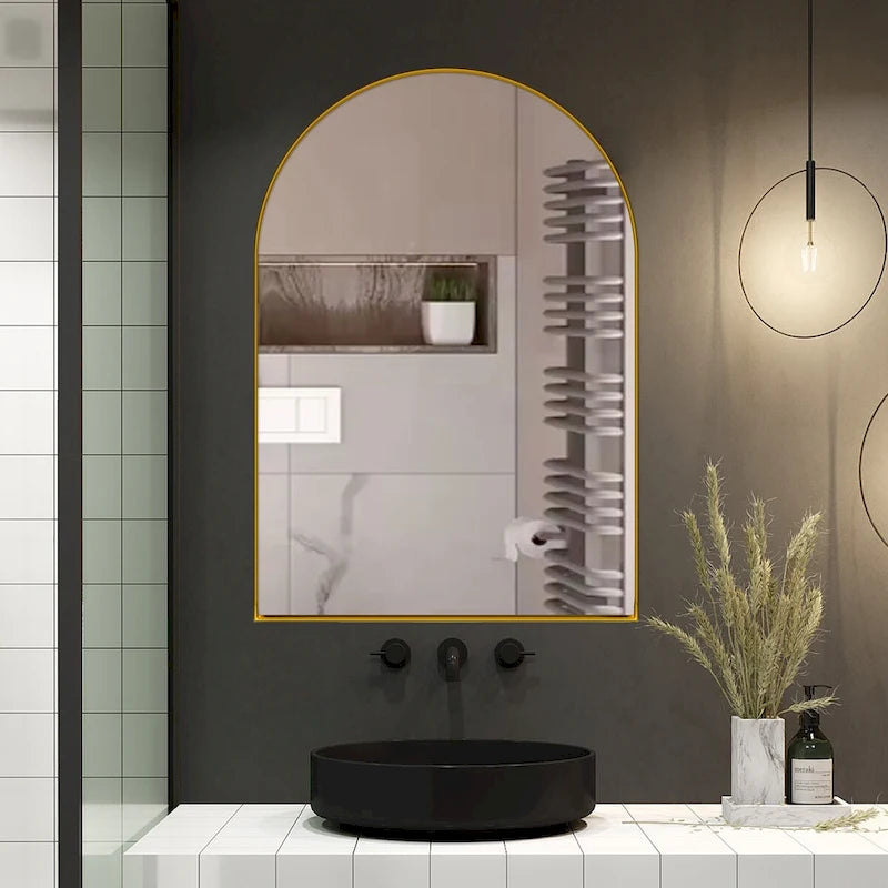 Meuble mural de salle de bain à cadre métallique avec miroir et étagères réglables
