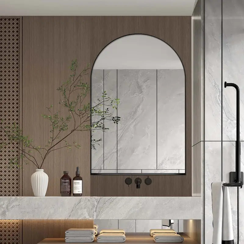 Meuble mural de salle de bain à cadre métallique avec miroir et étagères réglables