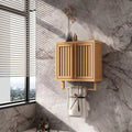 Meuble de salle de bain mural en bambou pour rangement de toilettes