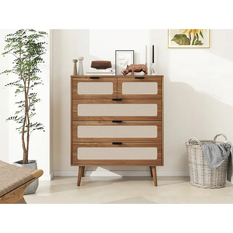 Meuble de rangement 5 tiroirs, commode d'appoint, convient pour le salon, la chambre, la salle à manger, le bureau.
