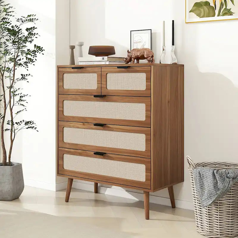 Meuble de rangement 5 tiroirs, commode d'appoint, convient pour le salon, la chambre, la salle à manger, le bureau.