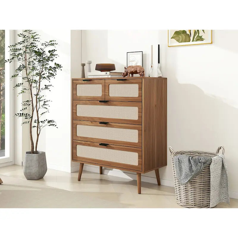 Meuble de rangement 5 tiroirs, commode d'appoint, convient pour le salon, la chambre, la salle à manger, le bureau.