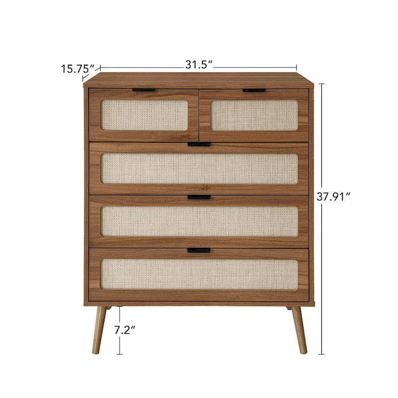 Meuble de rangement 5 tiroirs, commode d'appoint, convient pour le salon, la chambre, la salle à manger, le bureau.
