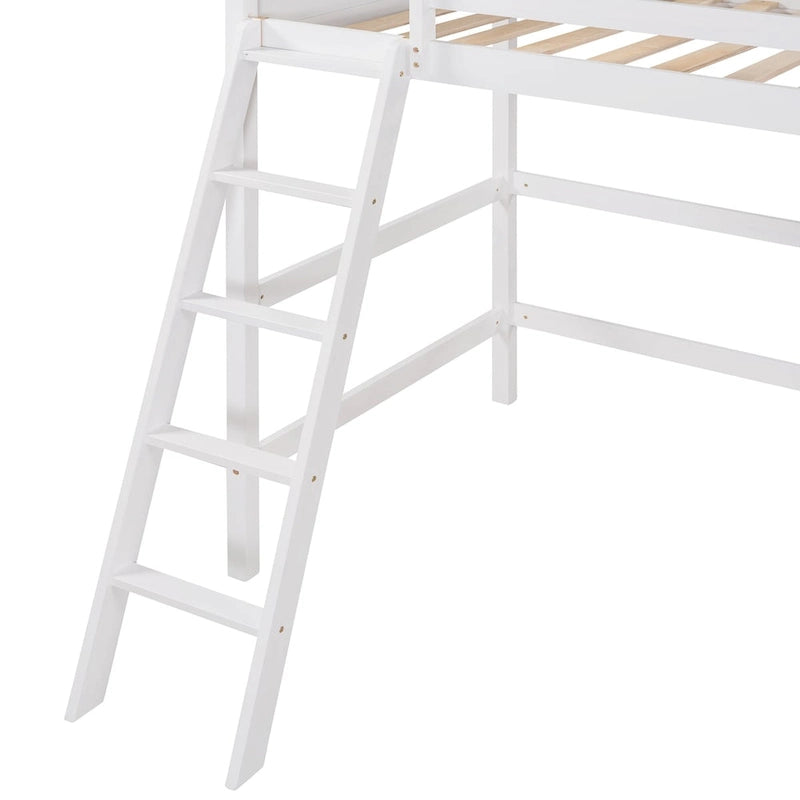Lit mezzanine en bois massif taille double avec caractéristiques de sécurité