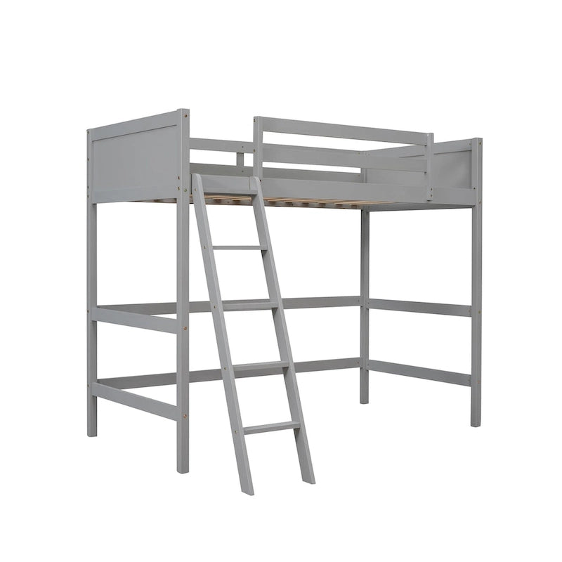 Lit mezzanine en bois massif taille double avec caractéristiques de sécurité