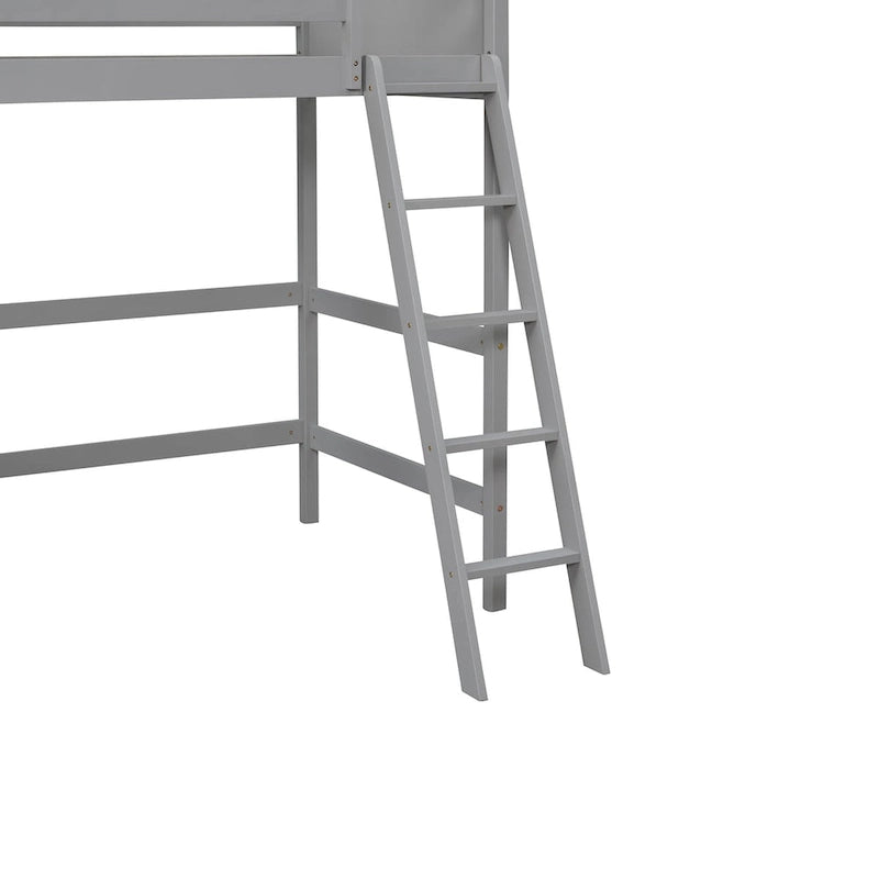 Lit mezzanine en bois massif taille double avec caractéristiques de sécurité