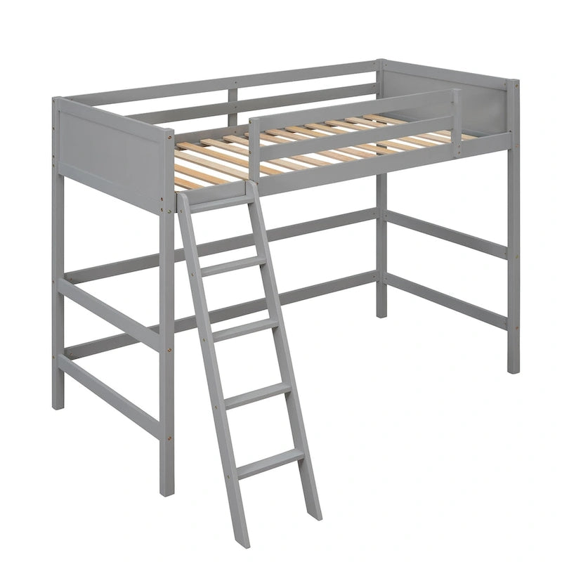Lit mezzanine en bois massif taille double avec caractéristiques de sécurité