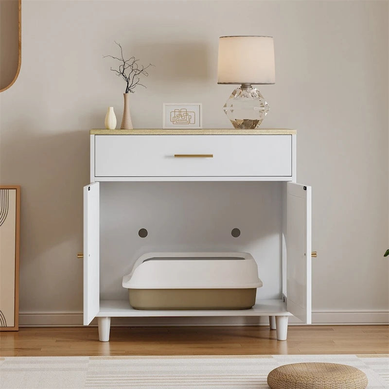 Buffet en bois, meuble de rangement pour salon