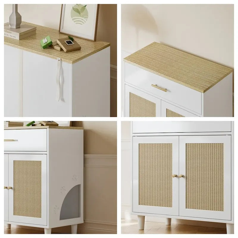 Buffet en bois, meuble de rangement pour salon