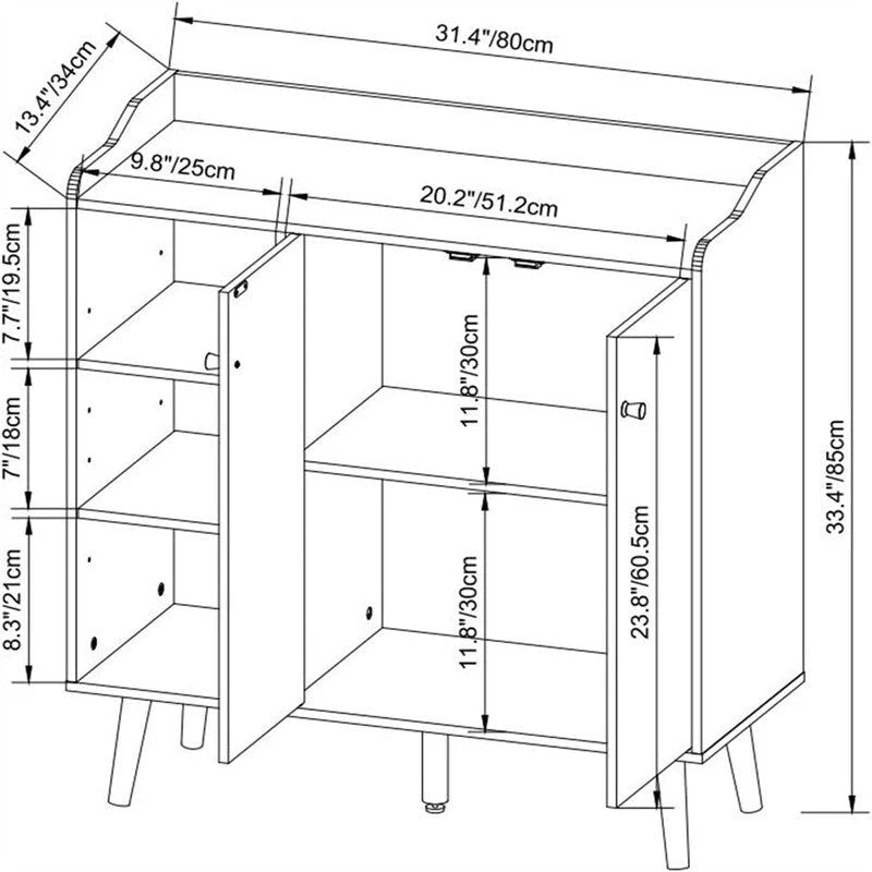 Buffet de rangement - 13,38P x 31,5L x 33,46H