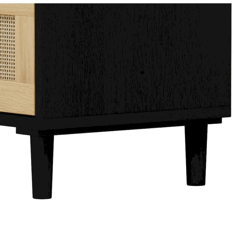 Meuble de rangement bohème compact en rotin à 3 tiroirs de 80 cm pour l'organisation de la maison