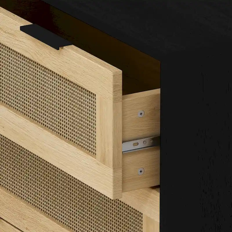 Meuble de rangement bohème compact en rotin à 3 tiroirs de 80 cm pour l'organisation de la maison