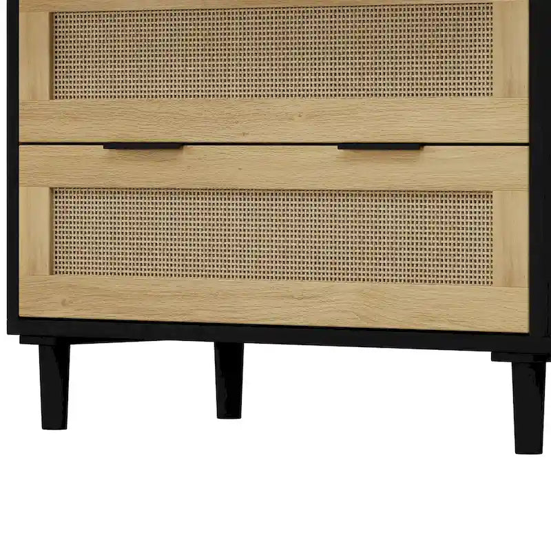 Meuble de rangement bohème compact en rotin à 3 tiroirs de 80 cm pour l'organisation de la maison