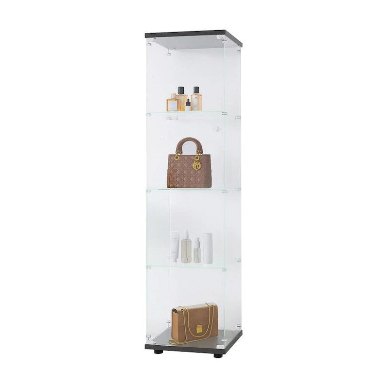 Vitrine en verre 4 étagères avec porte