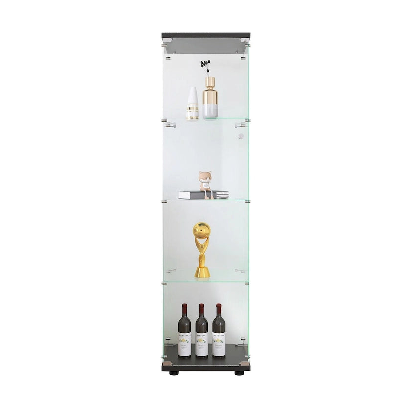 Vitrine en verre 4 étagères avec porte