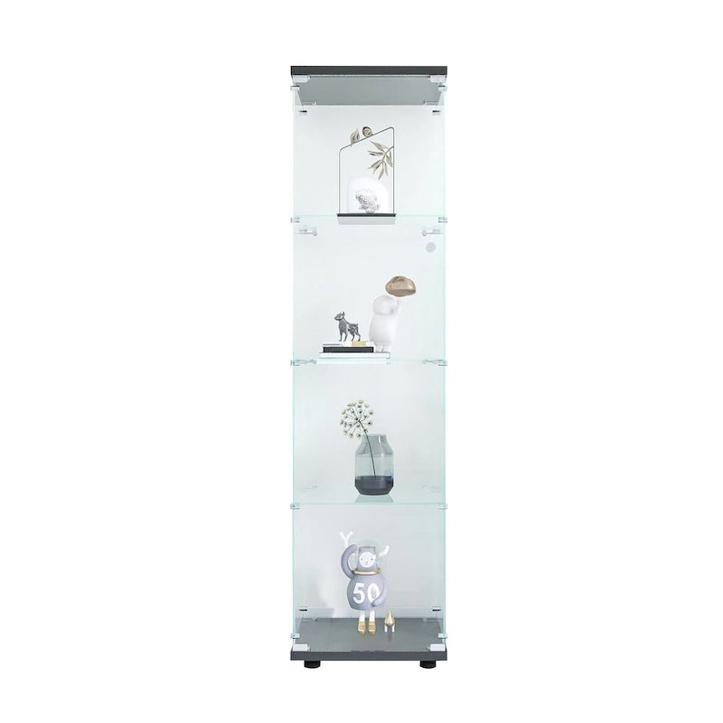Vitrine en verre 4 étagères avec porte