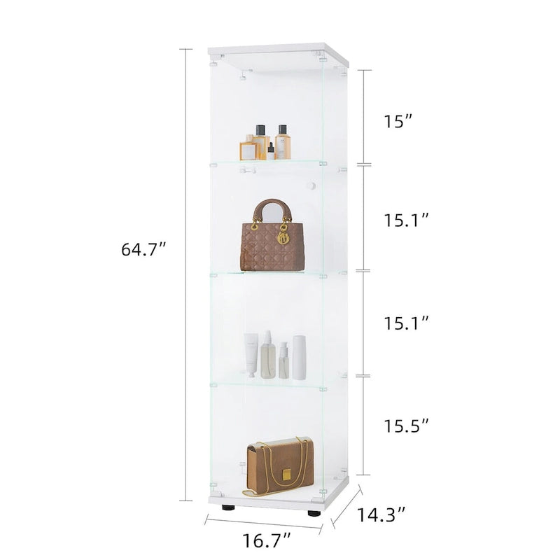 Vitrine en verre 4 étagères avec porte