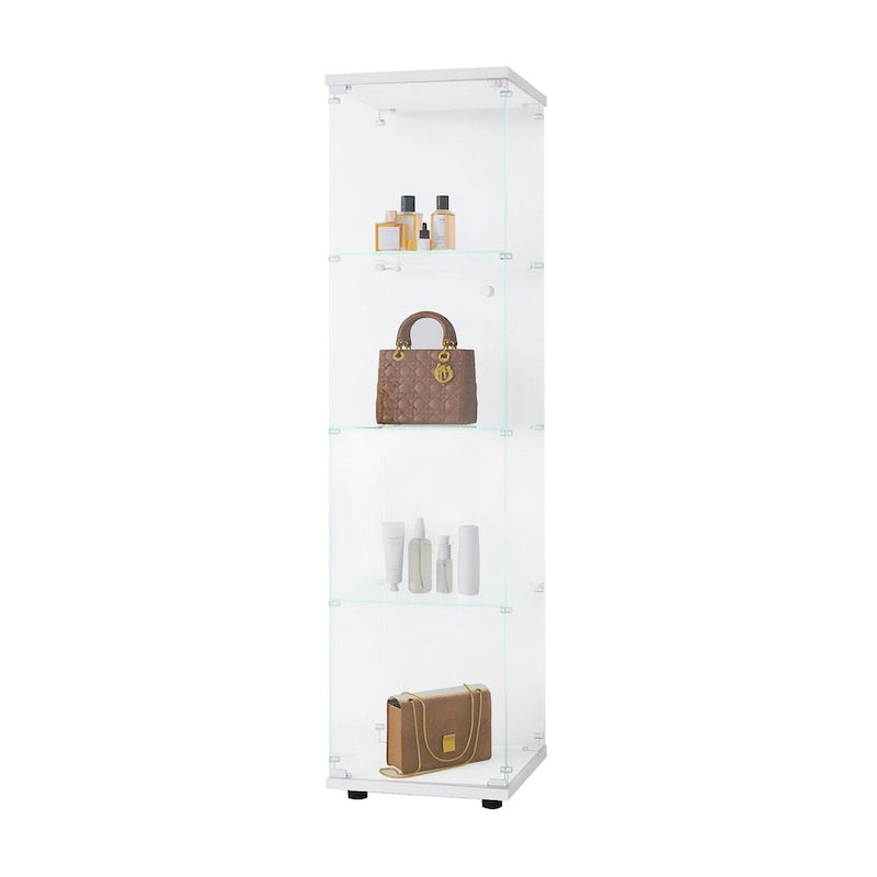 Vitrine en verre 4 étagères avec porte