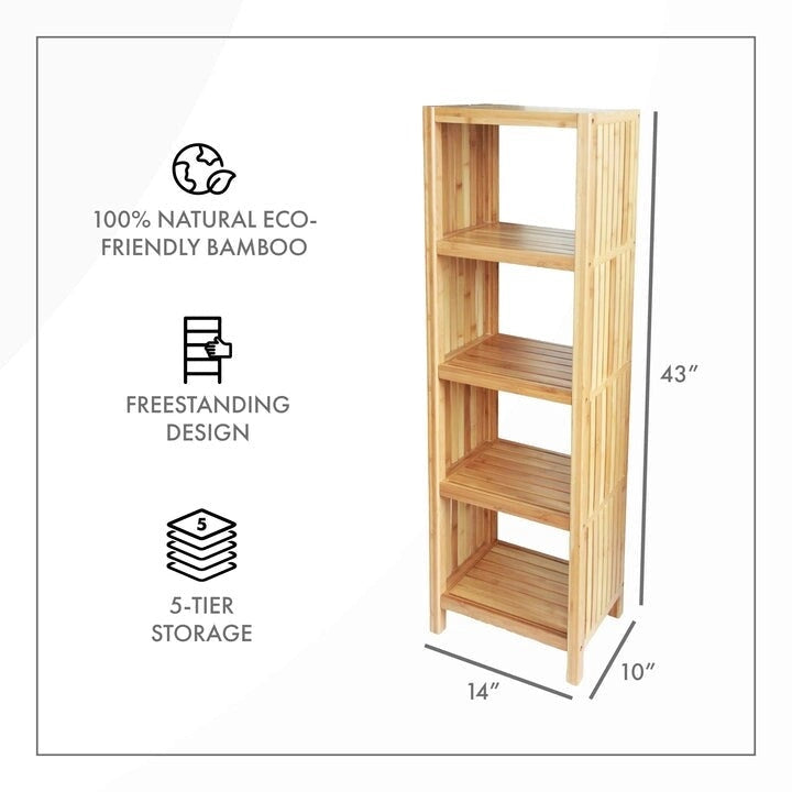 Étagère de rangement autoportante de luxe en bambou à 5 niveaux pour salle de bain, organisateur de salle de bain avec étagères de rangement
