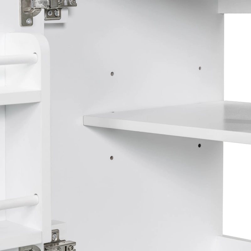 Meuble de salle de bain autoportant avec 2 portes, tiroir et étagère intérieure réglable
