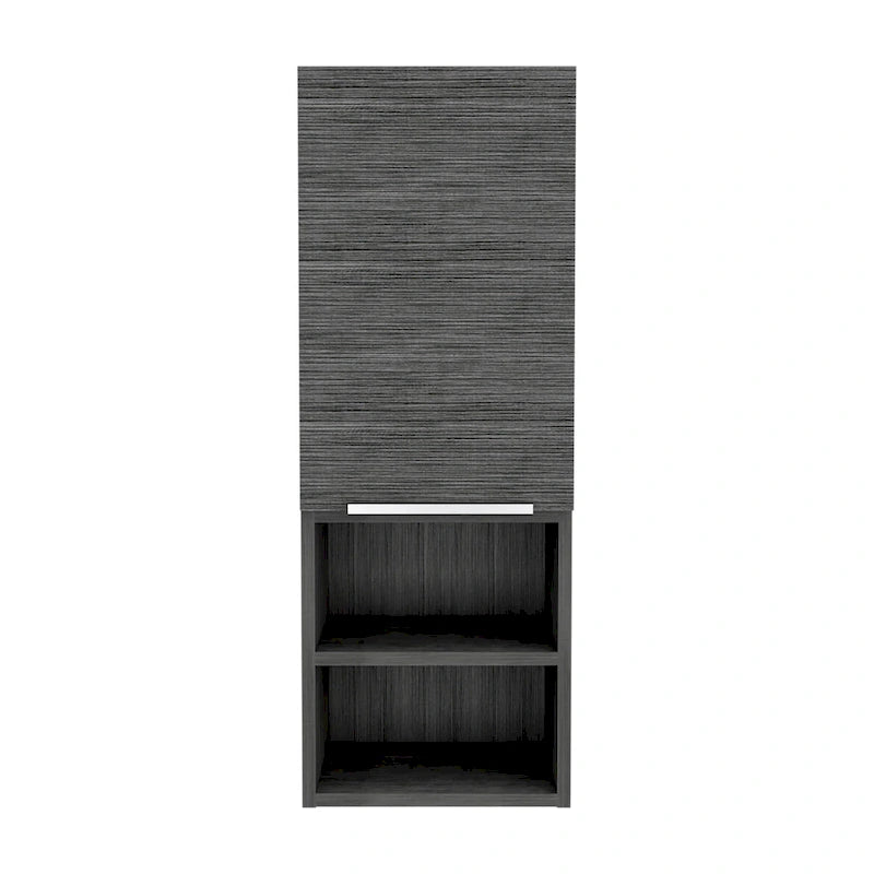 Meuble de salle de bain, deux étagères intérieures, deux étagères extérieures, meuble à une porte