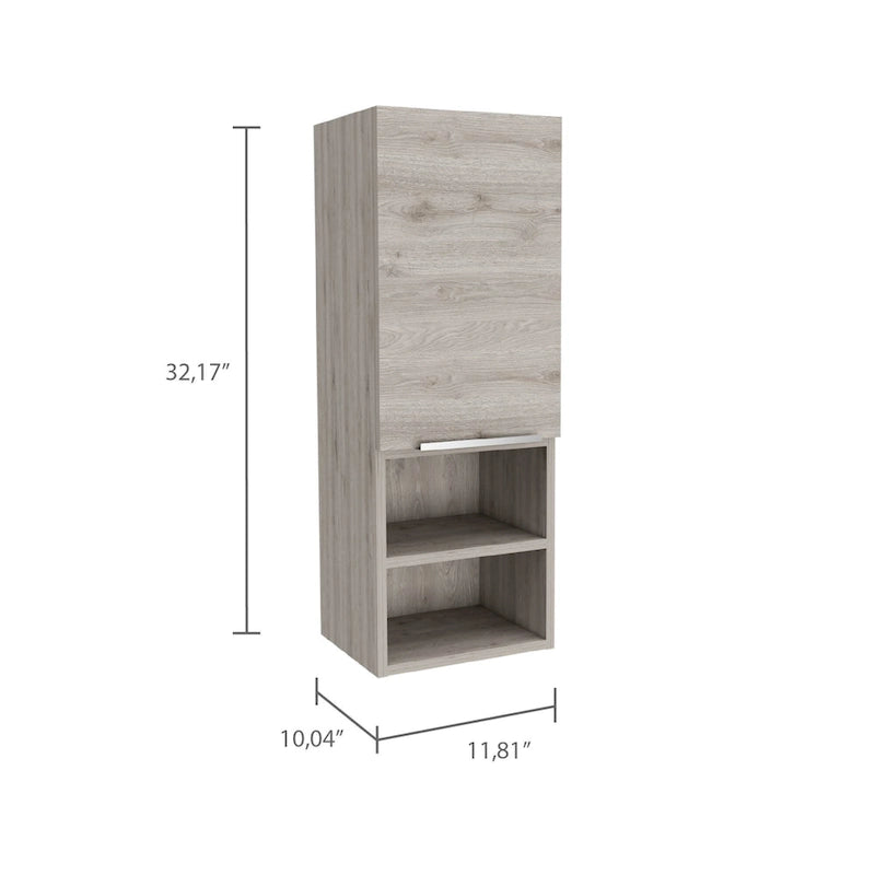Meuble de salle de bain, deux étagères intérieures, deux étagères extérieures, meuble à une porte