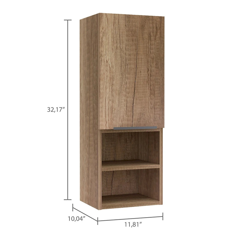 Meuble de salle de bain, deux étagères intérieures, deux étagères extérieures, meuble à une porte