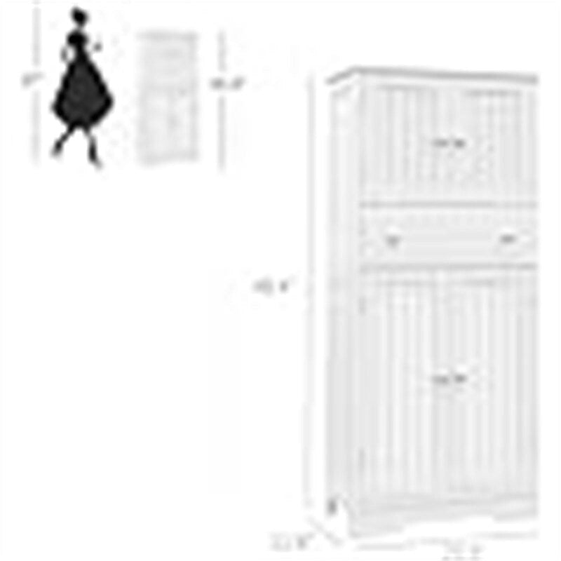 Meuble de rangement haut sur pied avec porte et tiroir – 60 P x 30 L x 128 H cm pour salle de bain ou cuisine