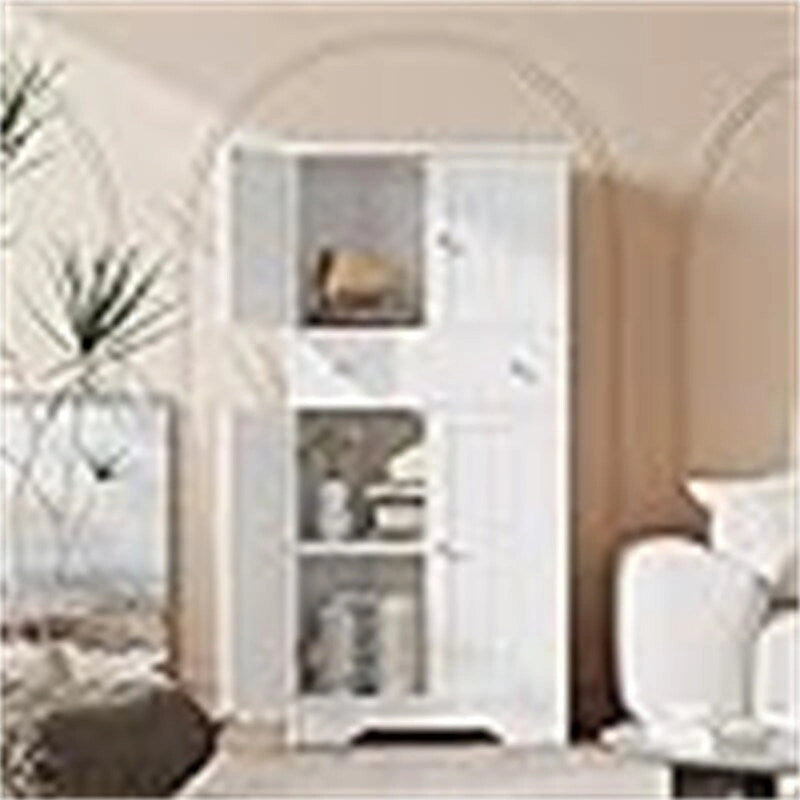 Meuble de rangement haut sur pied avec porte et tiroir – 60 P x 30 L x 128 H cm pour salle de bain ou cuisine