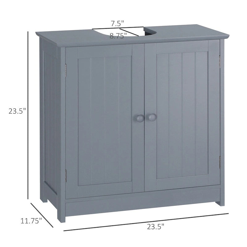 Meuble sous-vasque avec 2 portes et étagère réglable (sans lavabo)