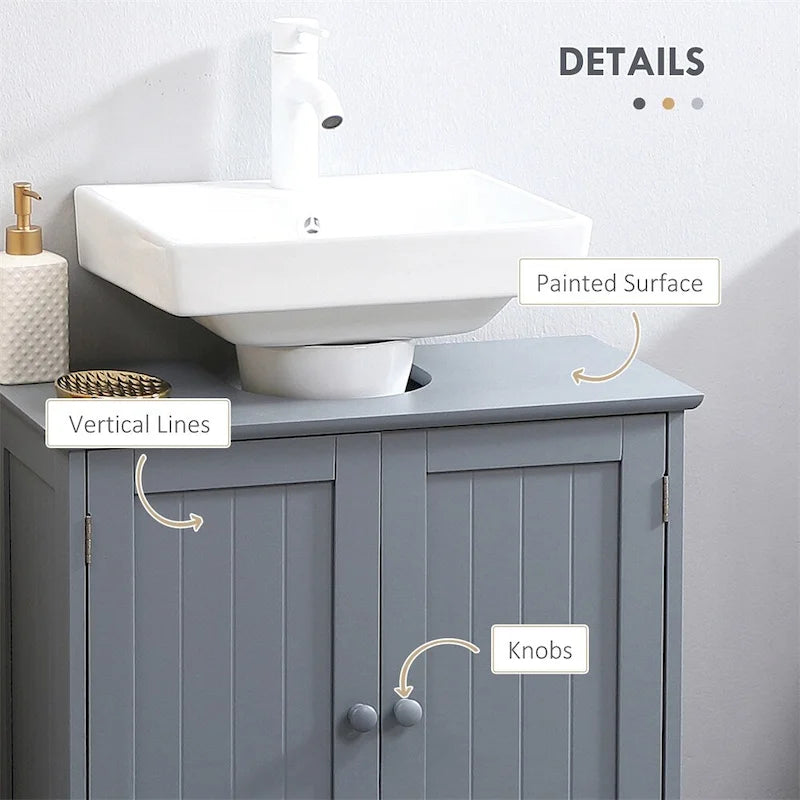 Meuble sous-vasque avec 2 portes et étagère réglable (sans lavabo)