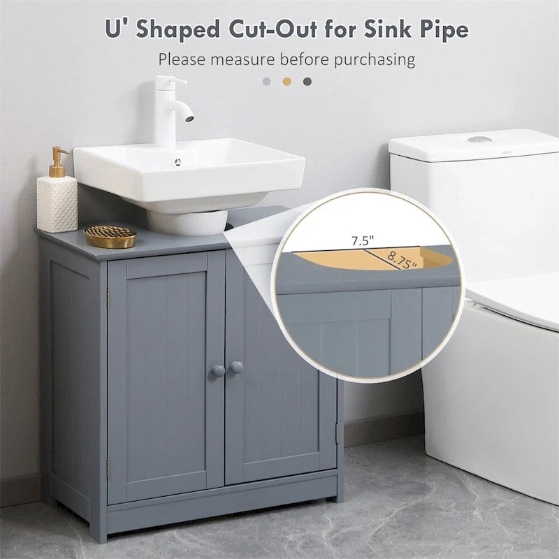 Meuble sous-vasque avec 2 portes et étagère réglable (sans lavabo)