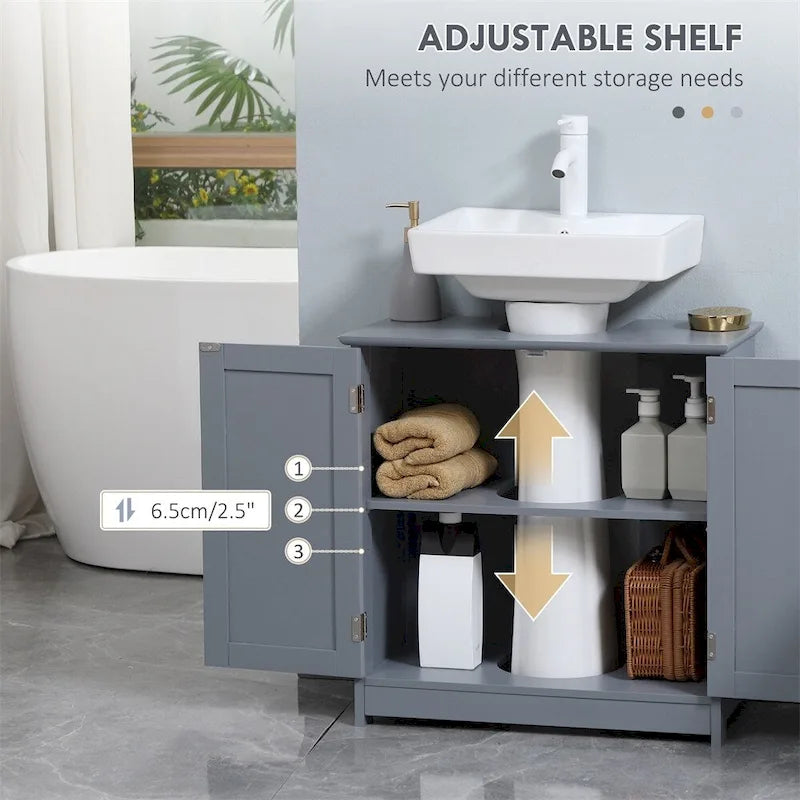 Meuble sous-vasque avec 2 portes et étagère réglable (sans lavabo)