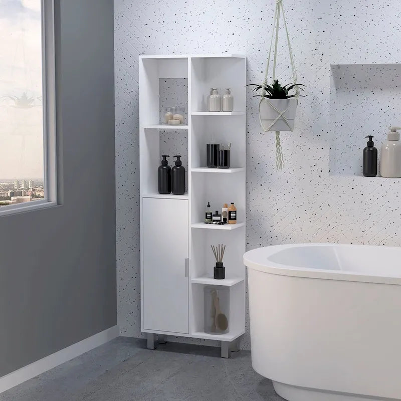 Meuble colonne de salle de bain avec étagères réglables pour salle de bain ou chambre