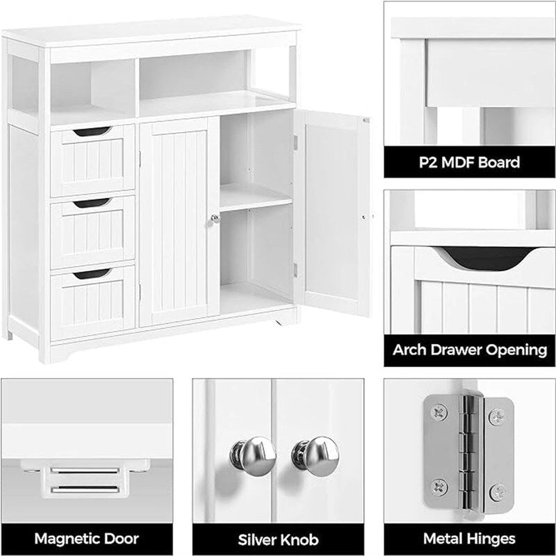 Meuble bas de salle de bain large avec étagère ouverte et montage facile – 12P x 32L x 34H