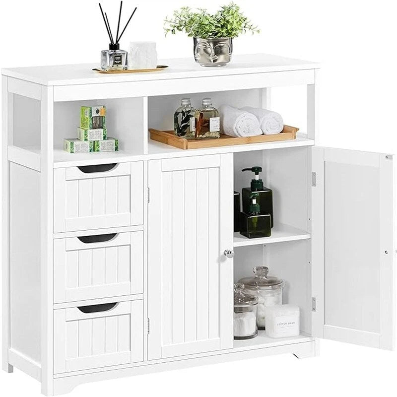 Meuble bas de salle de bain large avec étagère ouverte et montage facile – 12P x 32L x 34H