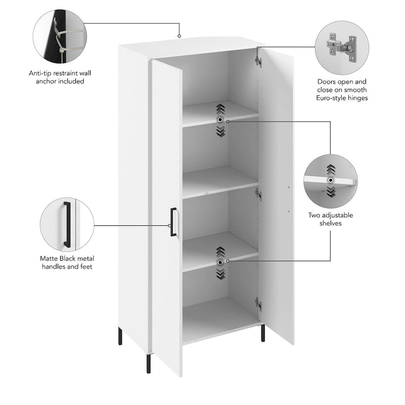 Meuble de rangement de salle de bain autoportant avec étagères réglables et design peu encombrant