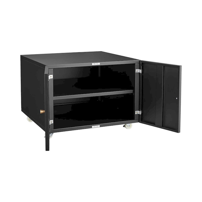 Meuble de bureau Armoire de photocopieur NOIR Meuble à photocopieur en acier à 2 portes Meuble à roulettes Meuble d'imprimante