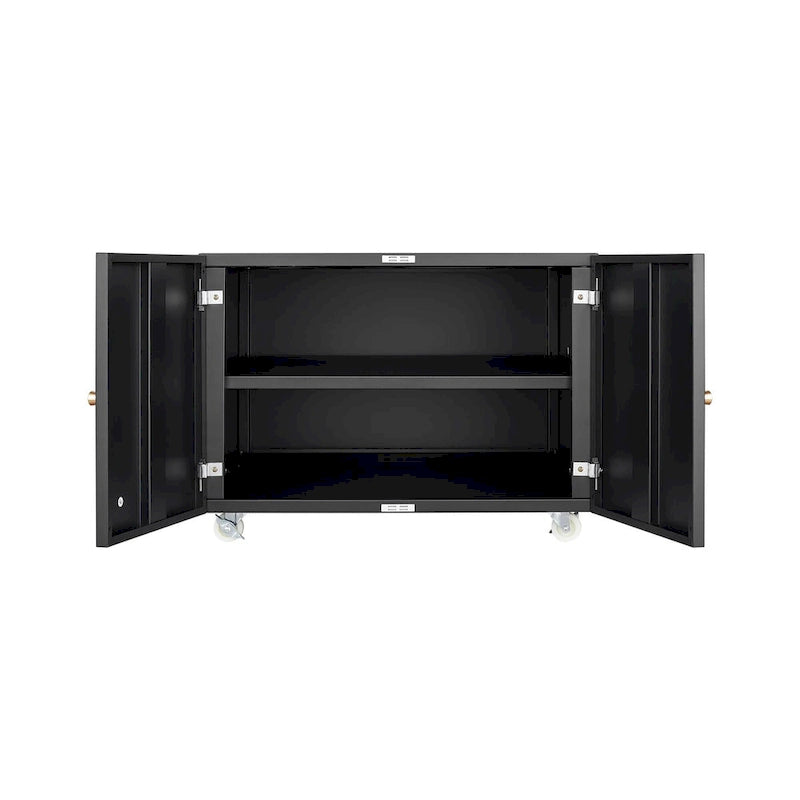 Meuble de bureau Armoire de photocopieur NOIR Meuble à photocopieur en acier à 2 portes Meuble à roulettes Meuble d'imprimante
